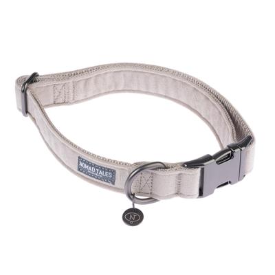 Nomad Tales Blush Dog Collar - Taupe - Size M: 34-55cm Neck Circumference, 20mm Width