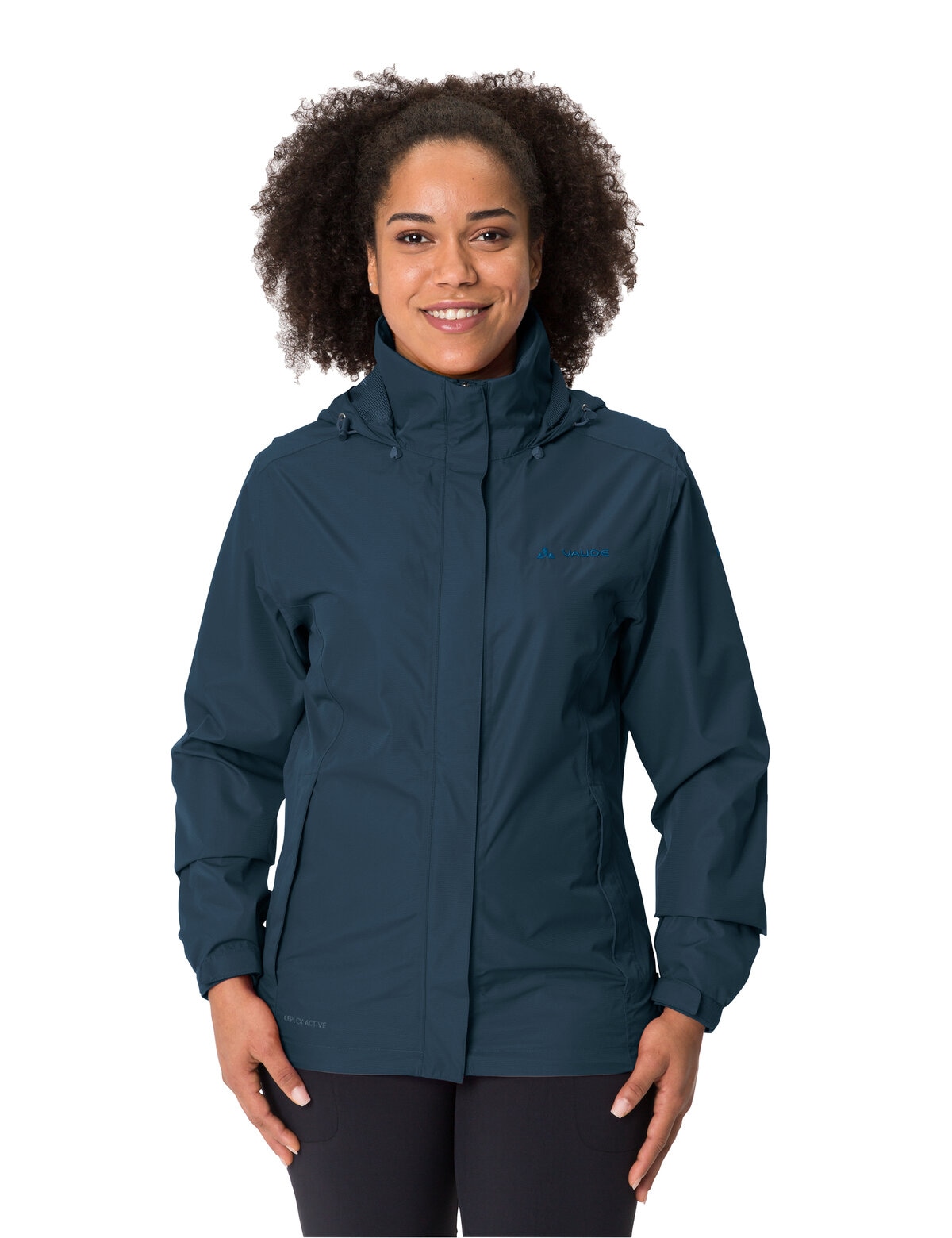 Outdoorjacke VAUDE "WOMEN'S ESCAPE LIGHT JACKET", Damen, Gr. 38, blau (schwarz sea), Web, Obermaterial: 100% Polyester. Futter: 100% Polyamid, unifarben, Sportlich, elastischer Bund mit verstellbarem Klettverschluss, Jacken Image
