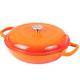 Shallow Cast Iron Casserole with Lid – Non Stick Dutch Oven Pot – Sturdy Ovenproof Stockpot Cookware – Enamelled Cooking Pot – Orange, 3L, 30cm – by Nuovva