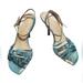 Kate Spade Shoes | Kate Spade Teal Snakeskin Print Metallic Strappy Pumps Sz 7 | Color: Green/Silver | Size: 7