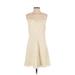 Kensie Casual Dress - A-Line Crew Neck Sleeveless: Ivory Print Dresses - Women's Size Small