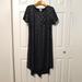 Lularoe Dresses | Lularoe Tshirt Dress Women's M Black Textured Aztec Chest Pocket A-Line Hi-Low | Color: Black/Silver | Size: M