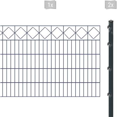 Doppelstabmattenzaun ARVOTEC "ESSENTIAL 100 zum Einbetonieren "Karo" mit Zierleiste", grau (anthrazit), H:100cm, Stahl, 