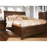 Signature Design by Ashley Porter Low Profile Storage Sleigh Bed Wood in Brown | 57 H x 81 W x 94 D in | Wayfair B697B16