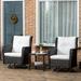 Outsunny 3-Piece Patio Bistro Set, PE Rattan Wicker Outdoor Furniture w/ Soft Cushions, 2 360° Swivel Rocking Chairs | Wayfair 863-113V00DR