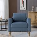 Armchair - Alcott Hill® Alimzhan 30.3" Linen Armchair Linen in Blue/Brown | 34.3 H x 30.3 W x 31.11 D in | Wayfair 4364B287A827487BB6DBB47F9E53CD5B