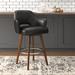 Wade Logan® Aylsworth Swivel 26.5" Counter Stool Wood/Upholstered/Leather in Black | 38 H x 21.5 W x 25 D in | Wayfair