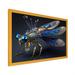 Latitude Run® Deshante Cybernetic Dragonfly in Blue & Gold I - Print on Canvas Metal in Black/Blue | 24 H x 32 W x 1 D in | Wayfair