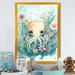 Sunside Sails Cute Little Baby Octopus Surrounded by Flowers II - Print on Canvas Metal in Blue/Orange/Pink | 32 H x 24 W x 1 D in | Wayfair