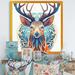 Millwood Pines Wild Buck In Blue & Brown - Animal Landscape Canvas Wall Art Canvas in Blue/Brown | 24 H x 24 W x 1 D in | Wayfair