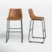 Birch Lane™ Lycus Bar Stool Upholstered/Leather/Metal/Faux leather in Brown | 37.5 H x 19.5 W x 21.5 D in | Wayfair
