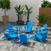 Beachcrest Home™ Shaunna Plastic Adirondack Chair w/ Table & Ottoman in Blue | 36.4 H x 29.5 W x 34.25 D in | Wayfair