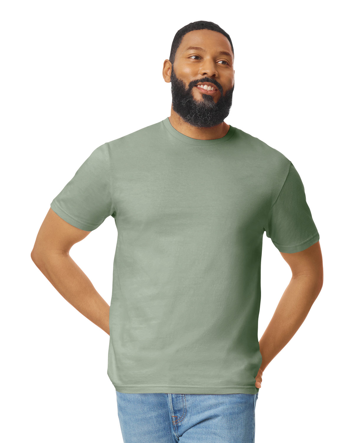 Gildan G640 Adult Softstyle T-Shirt in Sage size Large | Cotton 64000, G64000
