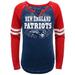 Girls Youth Navy/Red New England Patriots Burnout Long Sleeve V-Notch T-Shirt