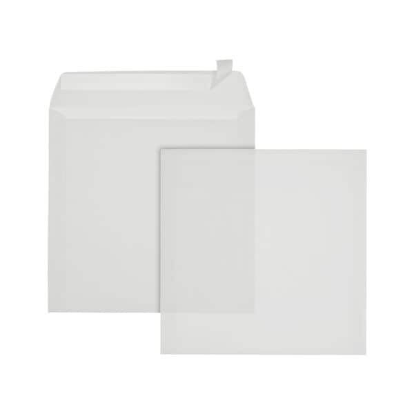 ÖKI 500er-Pack Briefumschläge 16,0 x 16,0 cm ohne Fenster transparent haftklebend transparent, 16x16 cm