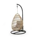 Christopher Knight Home Elmcrest Outdoor Wicker and Rope Hanging Chair with Stand by Light Brown/Tan/Black