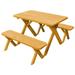 Kunkle Holdings LLC Pine 4 Cross-Leg Picnic Table with 2 Benches Natural Stain