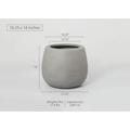 Short Narrow Mouth Globe 1- Piece Fiber Stone Round Planter Pot Grey 18 in. H x 16.25 in. W x 16.25 in. L