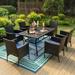 7-piece Outdoor Bistro Dining Set with Rattan Garden Chairs +Crescent Chair