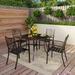 PATIO TIME 5-Piece Geometrically Stamped Round Table & Stackable Dining Chairs Outdoor Dining Set Fashion Chairs