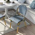 Furniture of America Irene French Chevron Wicker Patio Dining Chairs by Blue-Single