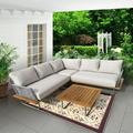 4 Pieces Outdoor Sectional Sofa Set with Coffee Table Outdoor PE V-Shaped Aluminum Corner Sofa Conversation Set with All-Weather Cushion and Built-in Side Table for Patio Backyard Garden - Beige