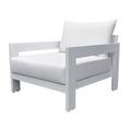 Dex 30 Inch Aluminum Outdoor Lounge Chair Loose Pillow Back Off White- Saltoro Sherpi