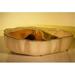 9.5 x 7.5 x 2.25 in. Ceramic Bonsai Pot - Oval with Scalloped Edges - Land & Water Divider Biege