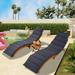 Mino Kesper Portable Outdoor Wood Chaise Lounge Set with Folding Tea Table Gray