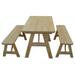 Kunkle Holdings LLC Pine 5 Traditional Picnic Table with 2 Benches Unfinished