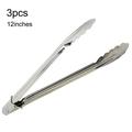 BESHOM 3 Pcs Stainless Steel Salad Tongs BBQ Kitchen Cooking Food Serving Bar Utensil tong