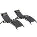 Outdoor Patio Lounge Chair Set of 2 Adjustable Chaise Black