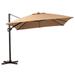 Pellebant 10FT Cantilever Patio Umbrella Aluminum with 360 Degree Rotataion 6 Positions Tilt TAN