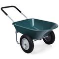 Dual-Wheel Home Utility Wheelbarrow Heavy Duty Garden Cart Green