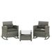 Corvus Fatih 3-piece Outdoor Wicker Rocking Chat Set with Cushions Dark Grey with Grey Finish