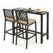 Gymax 3PCS Outdoor Chairs & Metal Bar Table Set Patio Dining Table Set w/ Cushion