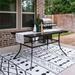 Metal Patio Dining Table Black Rectangular Outdoor Table with Steel Slat Top Table Style A