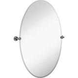inch Frameless Oval Pivot Wall Mirror with Brushed Chrome Rounded Wall Brackets