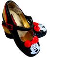 Disney Shoes | Disney Minnie Mouse Patent Leather Mary Jane Style Little Girls Shoes Sz 9/10 | Color: Black/Red | Size: Toddler Size 9/10