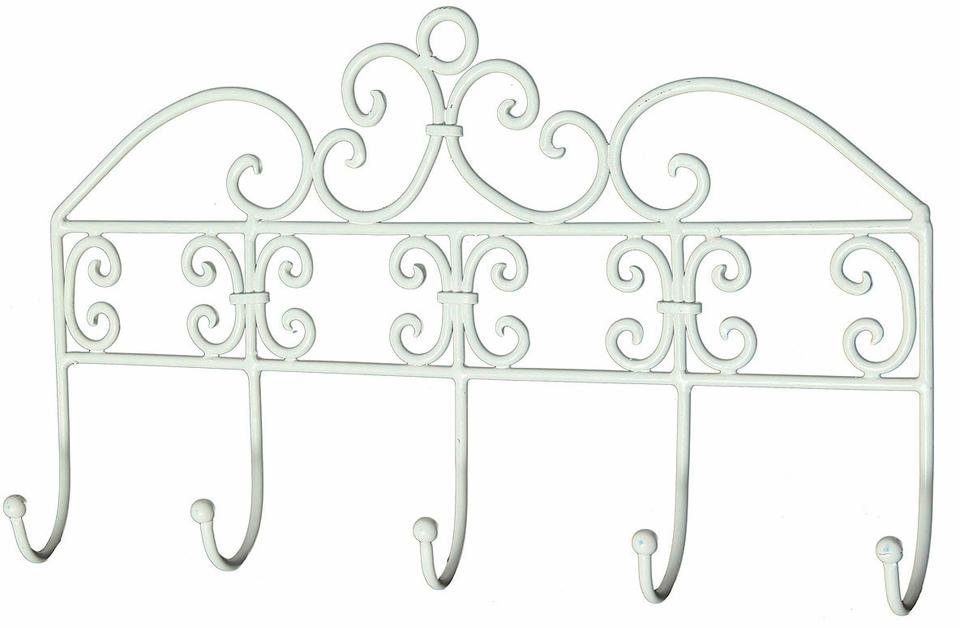 Hakenleiste AMBIENTE HAUS "Antik III", weiß, B:38cm H:23cm T:5cm, Eisen, Hakenleisten