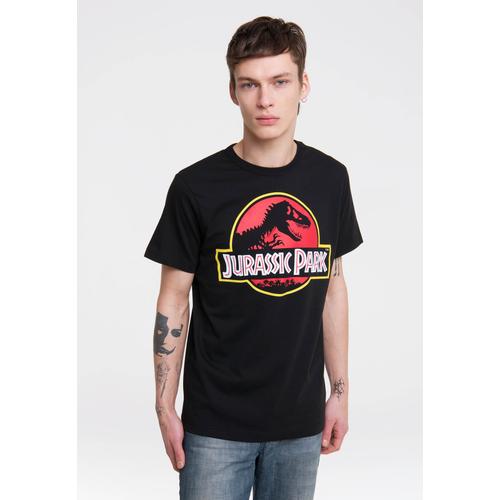 „T-Shirt LOGOSHIRT „“Jurassic Park Logo““ Gr. L, schwarz Herren Shirts T-Shirts mit coolem Print“