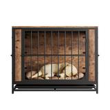 Tucker Murphy Pet™ Furniture Style Pet Crate Dog Cage, Steel in Black/Brown | 25.2 H x 22.04 W x 32.68 D in | Wayfair