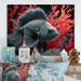 Dovecove Tropical Fish in a Red Deep Sea - Print on Canvas Canvas, Cotton in Gray/Red/Yellow | 12 H x 20 W x 1 D in | Wayfair