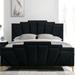 Everly Quinn Magalyn 86.5" Depth Flannelette Upholstered Eastern King Bed Metal in Black | 49.75 H x 65 W x 86.5 D in | Wayfair