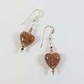 Murano Glass Earrings, Dusty Rose Pink Venetian Sommerso Heart Earrings With Swarovski & Sterling Silver. Matching Necklace Available