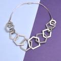 Silver Coloured Chunky Geometric Statement Acrylic Necklace