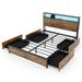 Costway Full/Queen Size Bed Frame with Smart LED Lights and Storage Drawers-Queen Size