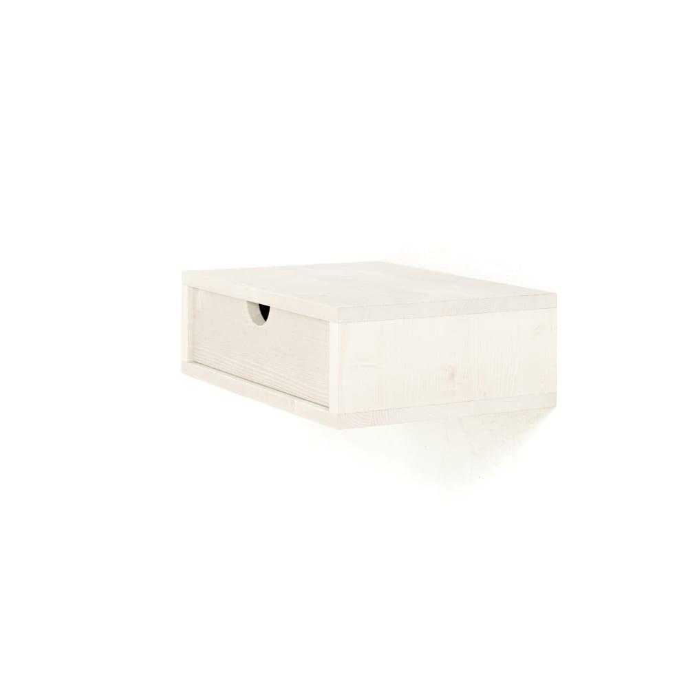 Table de chevet flottante en bois de couleur blanc