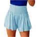 Finelylove Women S Shorts Casual Cotton Bike Shorts Women Shorts High Waist Rise Solid Light Blue M