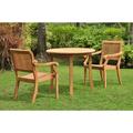 Teak Dining Set:2 Seater 3 Pc - 36 Round Table and 2 Stacking Arbor Arm Chairs Outdoor Patio Grade-A Teak Wood WholesaleTeak #WMDSAB1